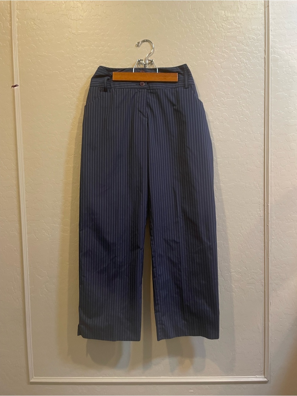 adidas Men's Navy Pinstripe Dress Pants